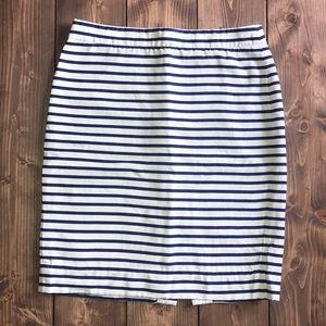 J Crew Navy and White Striped Pencil Skirt